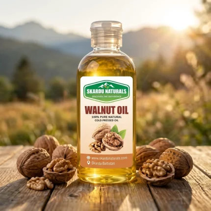 Walnut Oil pure cold pressed natural oil in glass bottle