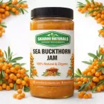 Sea buckthorn jam jar by Skardu Naturals with fresh berries