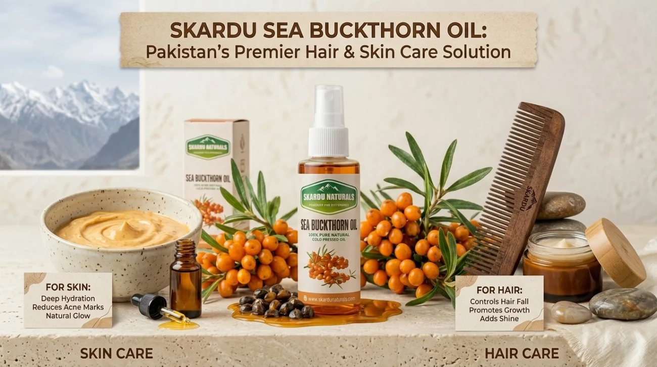 Skardu Sea Buckthorn Oil bottle for hair and skin care 